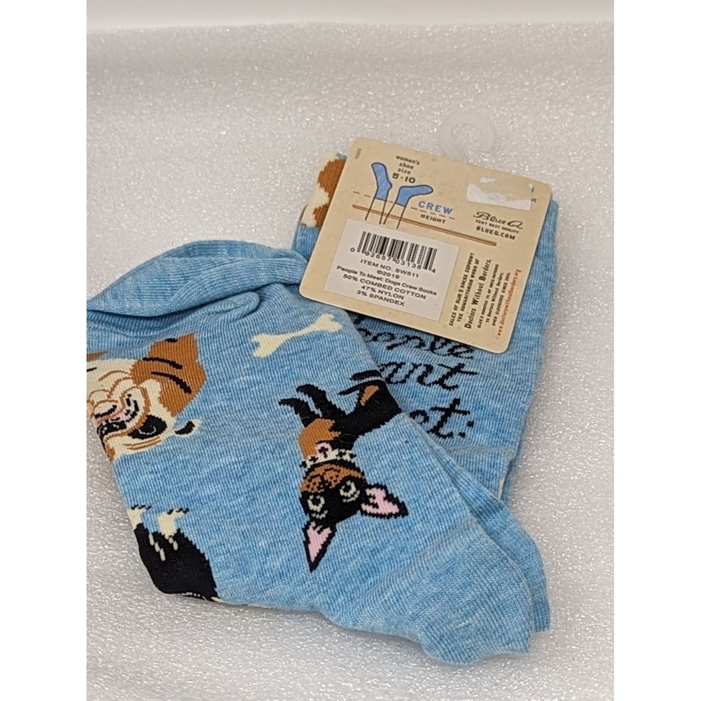 Blue Q Socks Women's Crew, People I Want To Meet, Dogs Size 5-10