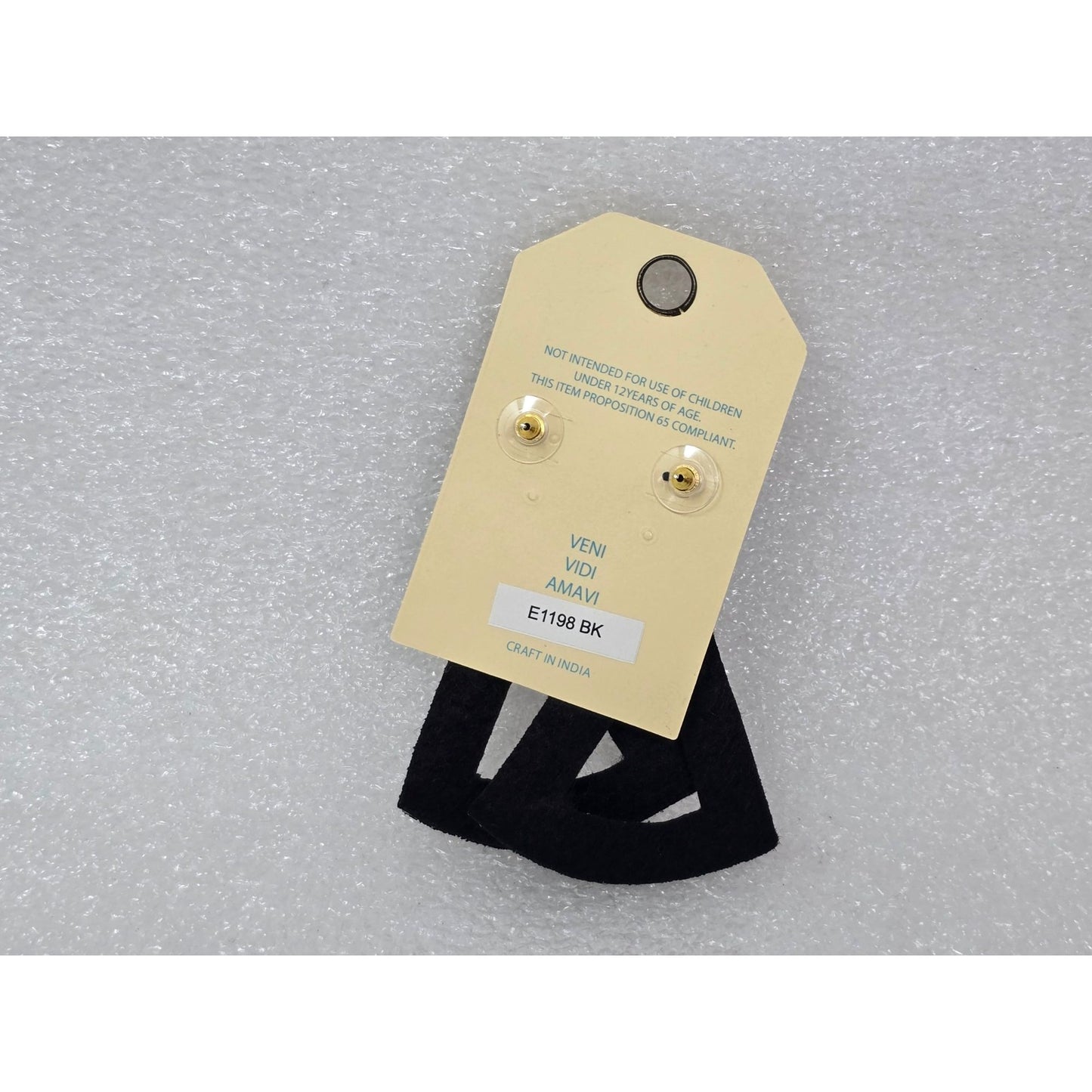 Beaded Triangle Drop Earrings By Ciel With Black White & Gold Accents