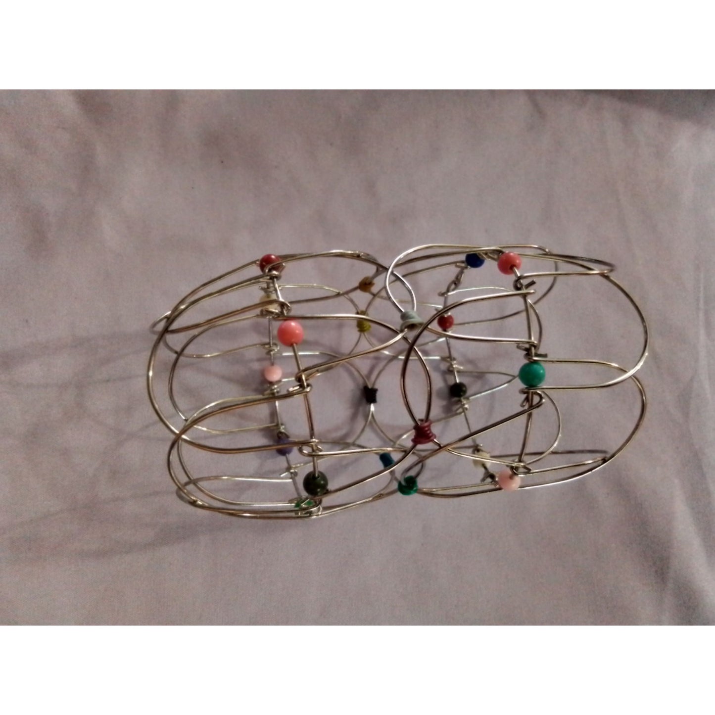 Vintage MCM Fidget 3D Desk Toy Silver Wire Mandala Stress Relief Meditation