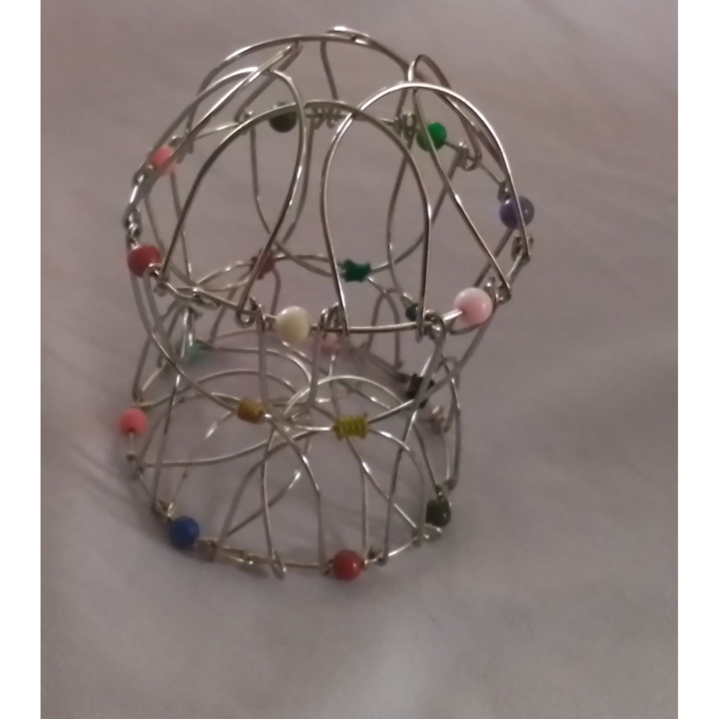 Vintage MCM Fidget 3D Desk Toy Silver Wire Mandala Stress Relief Meditation