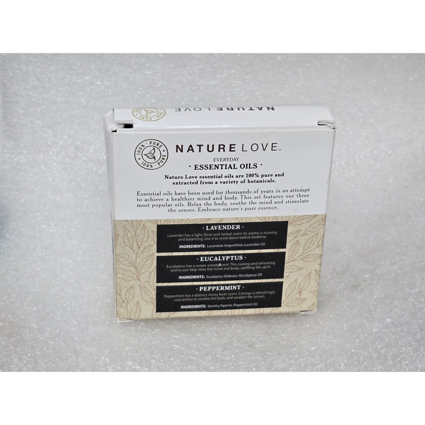 Nature Love 100% Pure Essential Oils 3-Pack Lavender Eucalyptus Peppermint