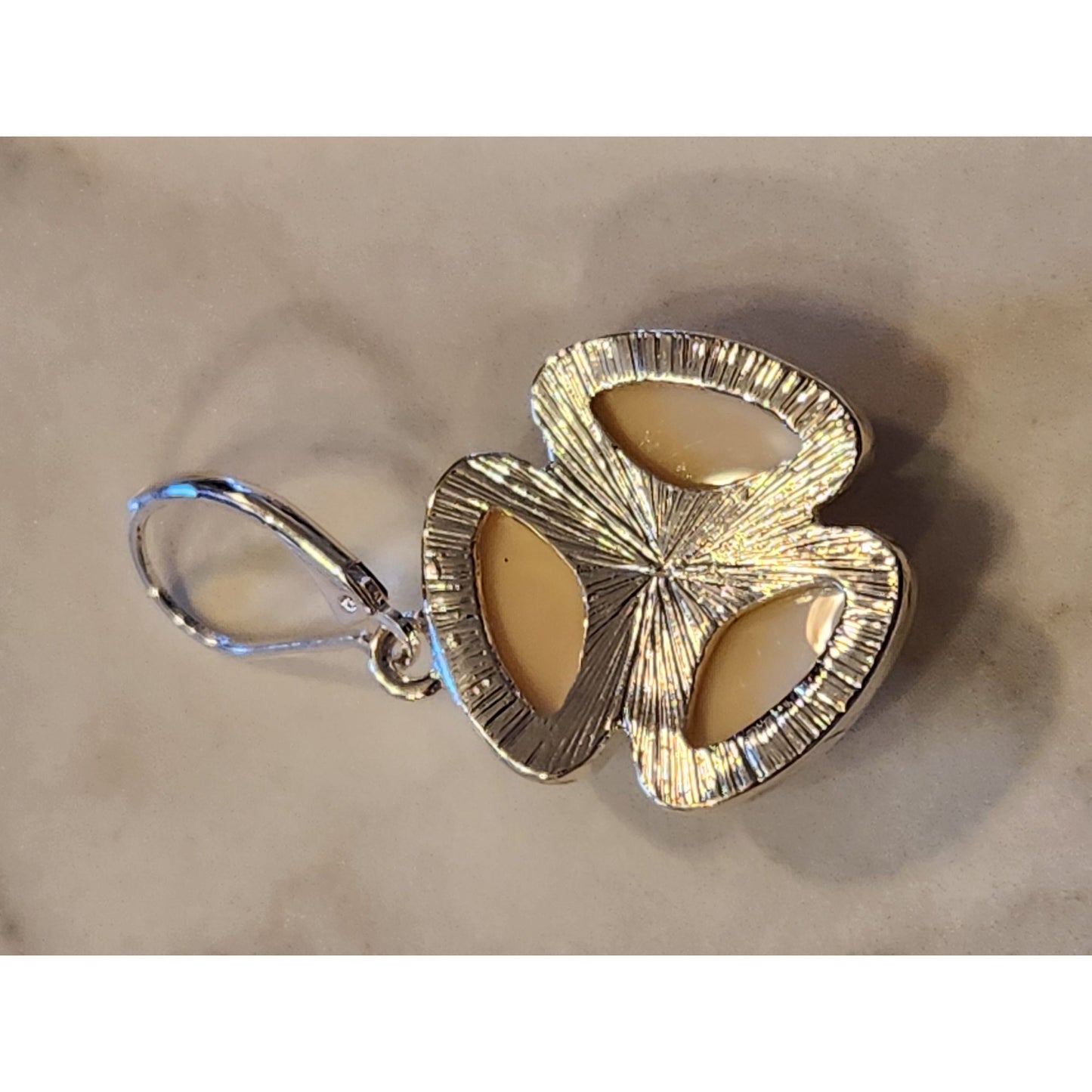 Dana Buchman Cream Enamel & Rhinestone Flower Drop Earrings