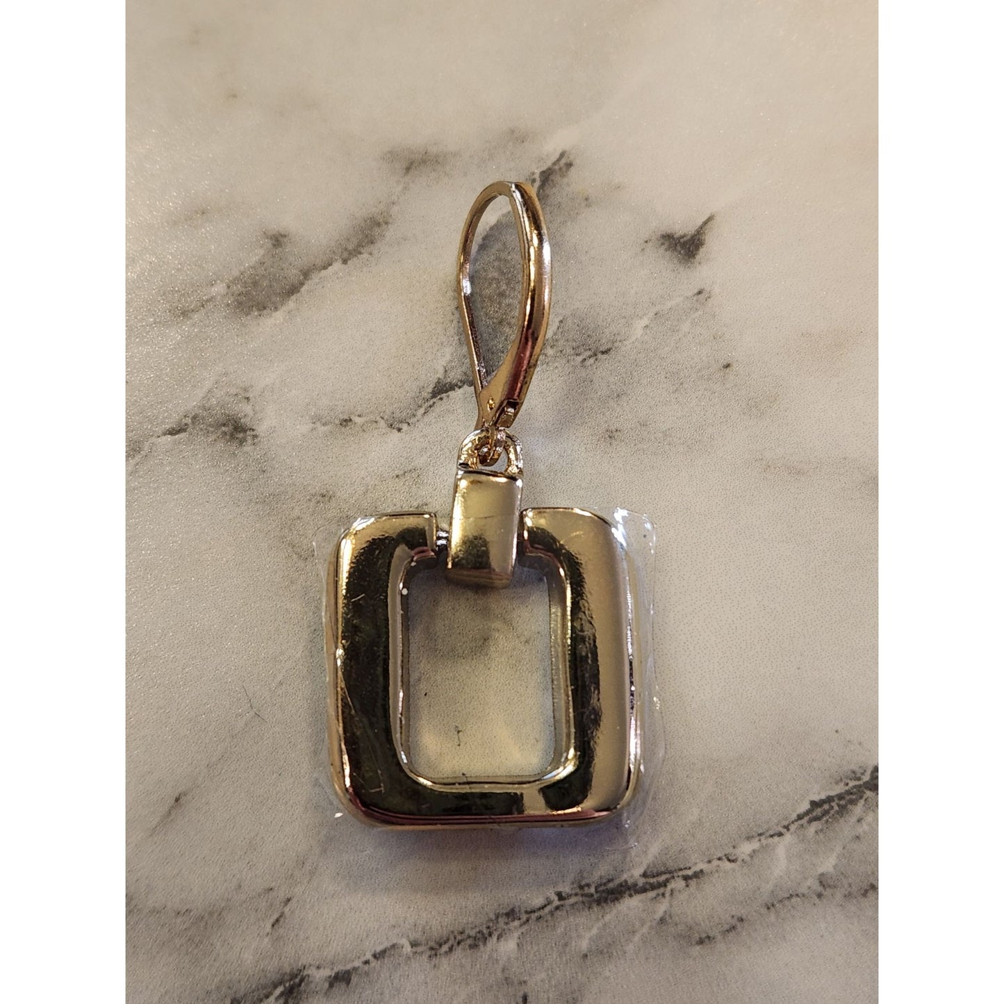 Dana Buchman Gold-Tone & Black Square Dangle Earrings