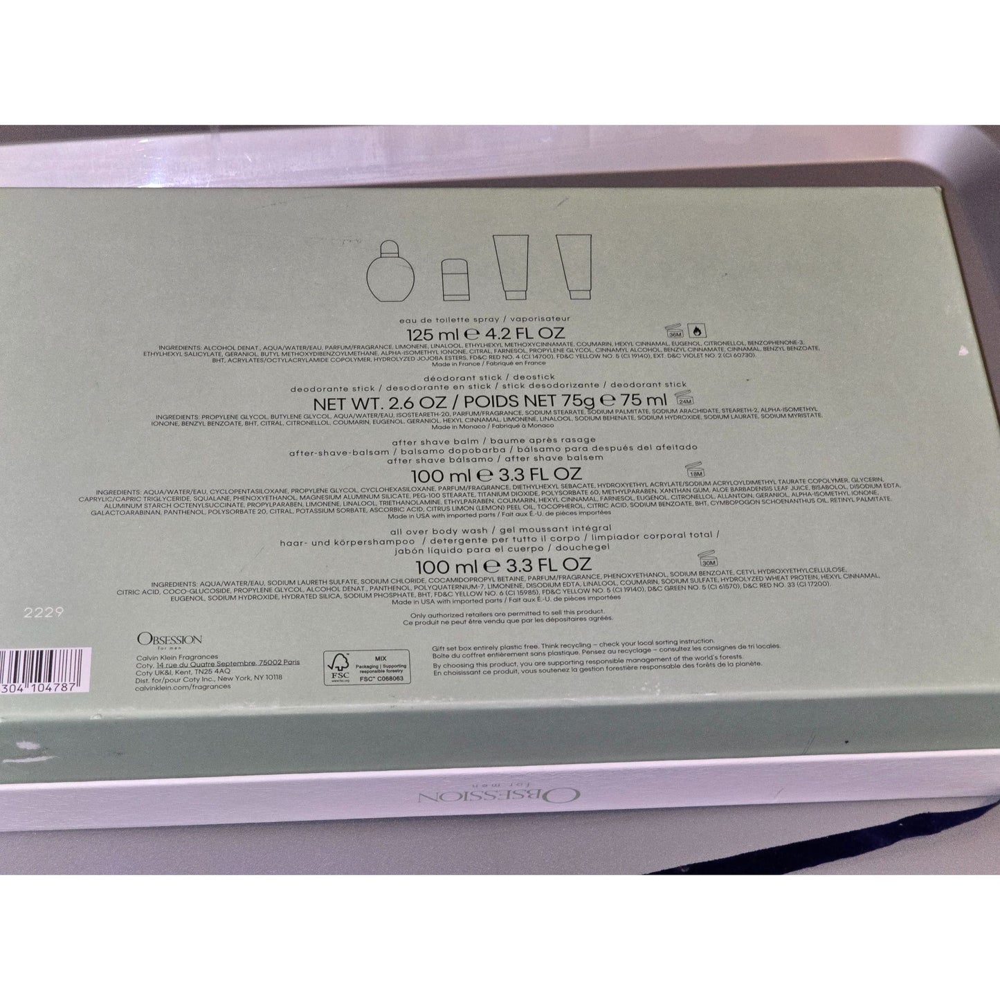 Calvin Klein Obsession For Men Fragrance Gift Set: Cologne Deodorant After Shave