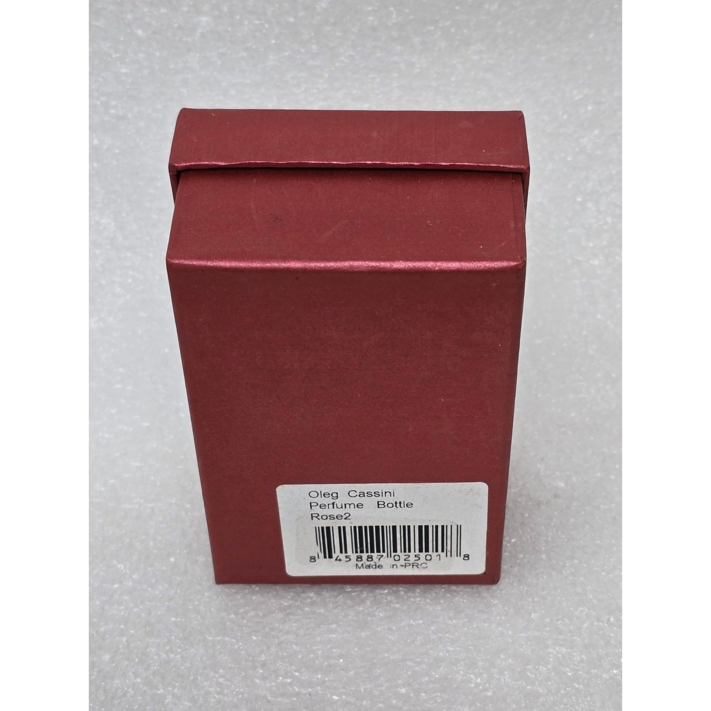 Oleg Cassini Crystal Perfume Bottle Faceted Stopper & Red Satin-Lined Box Rose2