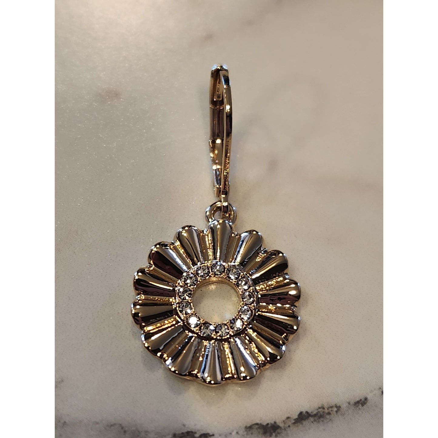 Anne Klein Gold-Tone Floral Drop Earrings With Rhinestone Accents