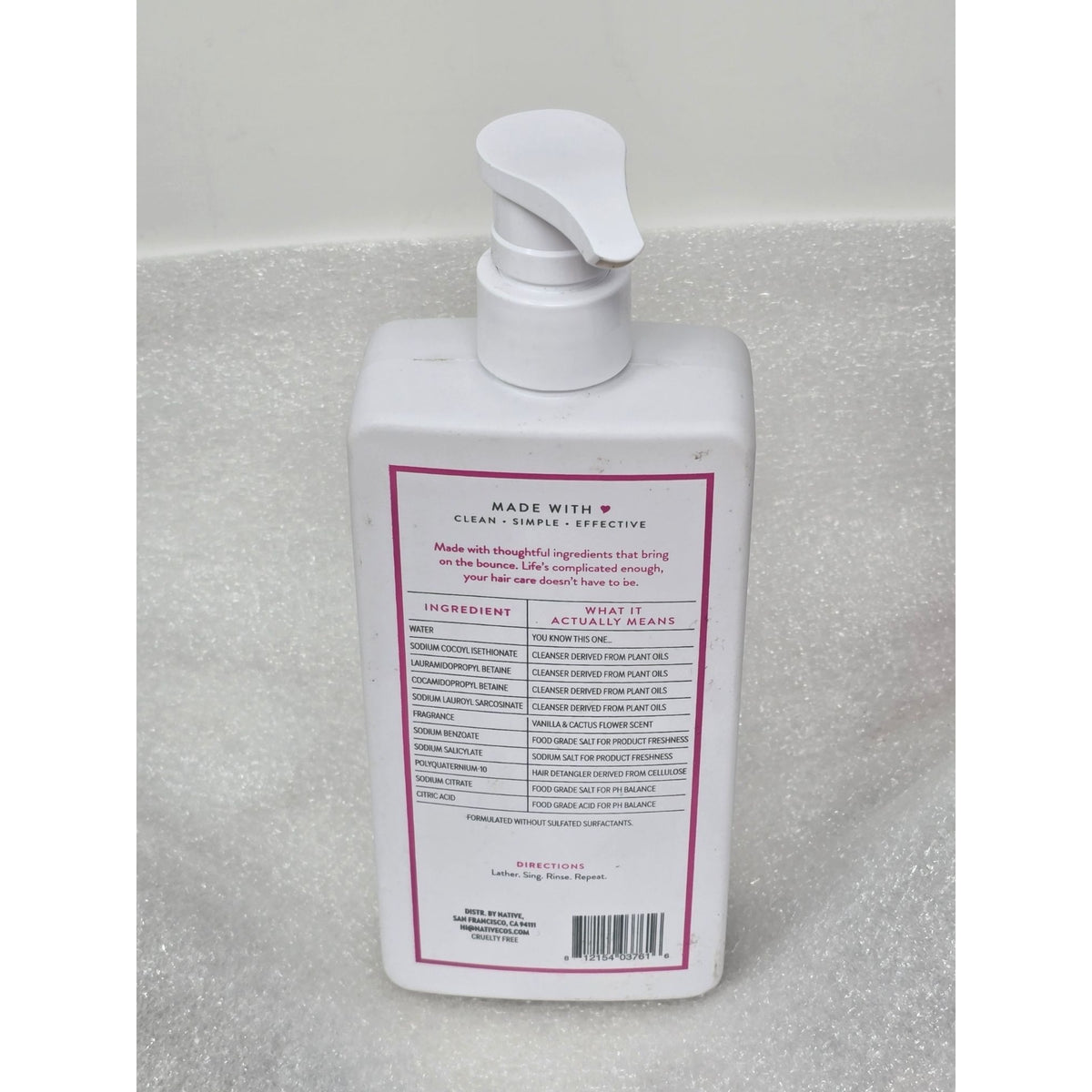 Native Vanilla & Cactus Flower Volumizing Shampoo Sulfate-Free 16.5l Oz