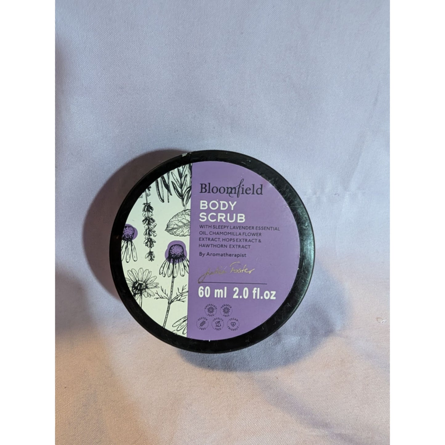 Bloomfield 2 Oz Body Scrub Lavender Essential Oil Chamomile & Hawthorn Extracts