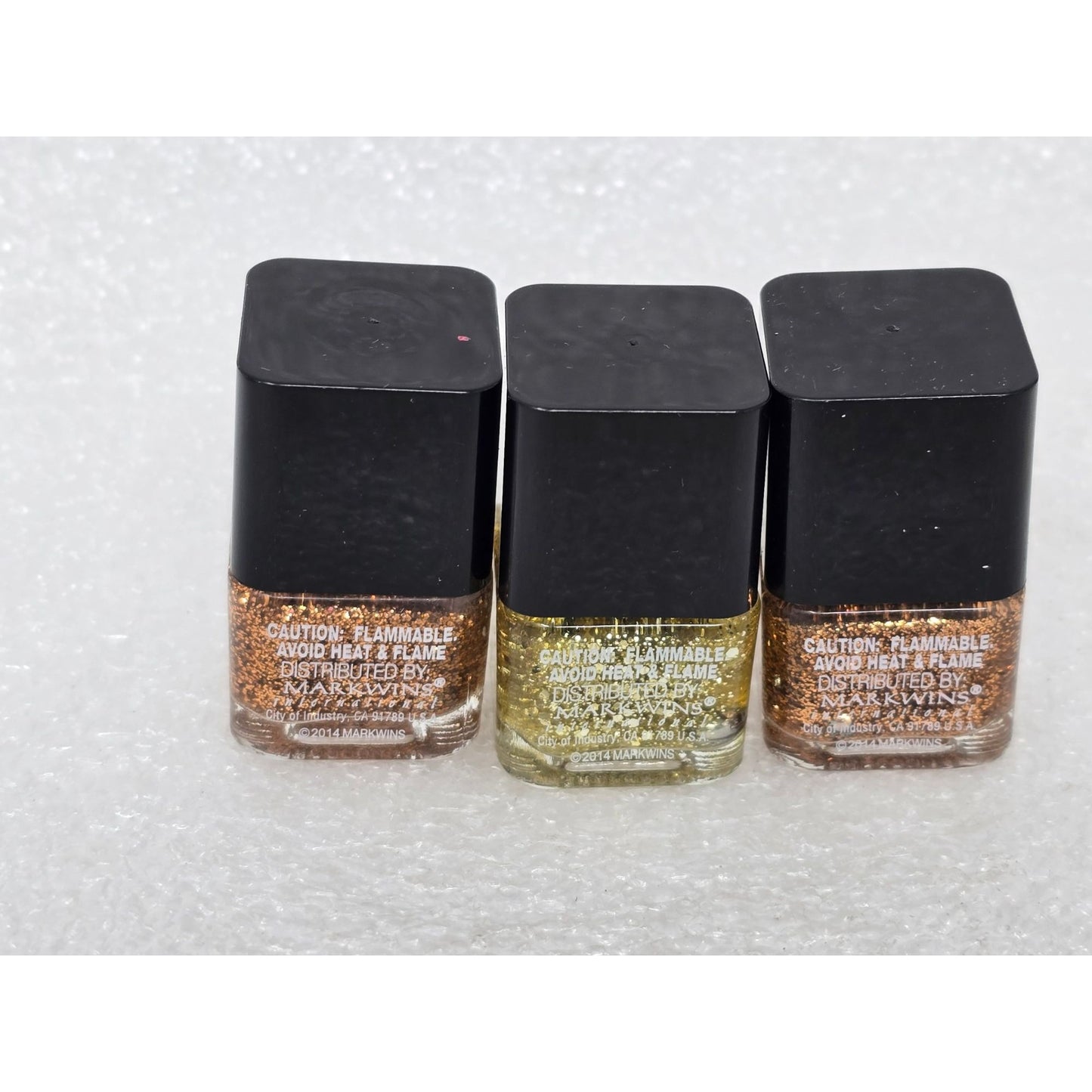 The Color Workshop Glitter Nail Polish Set Of 3 Gold & Copper Tones 0.19 Oz Each