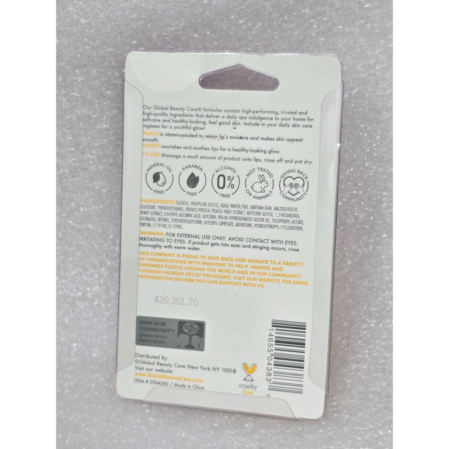 Global Beauty Care Lip Sugar Scrub Peach & Honey Soft & Smooth Lips Moisturizing