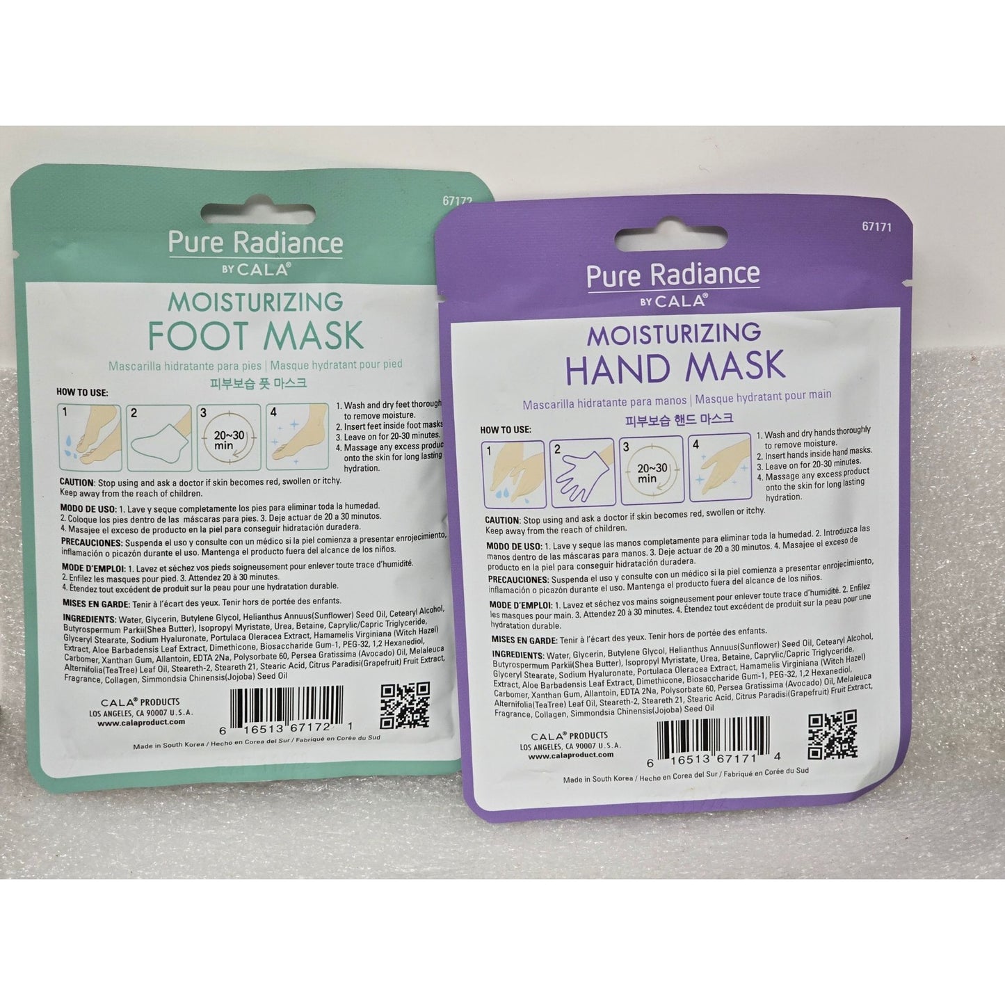 Pure Radiance By Cala Moisturizing Hand Mask & Foot Mask Set