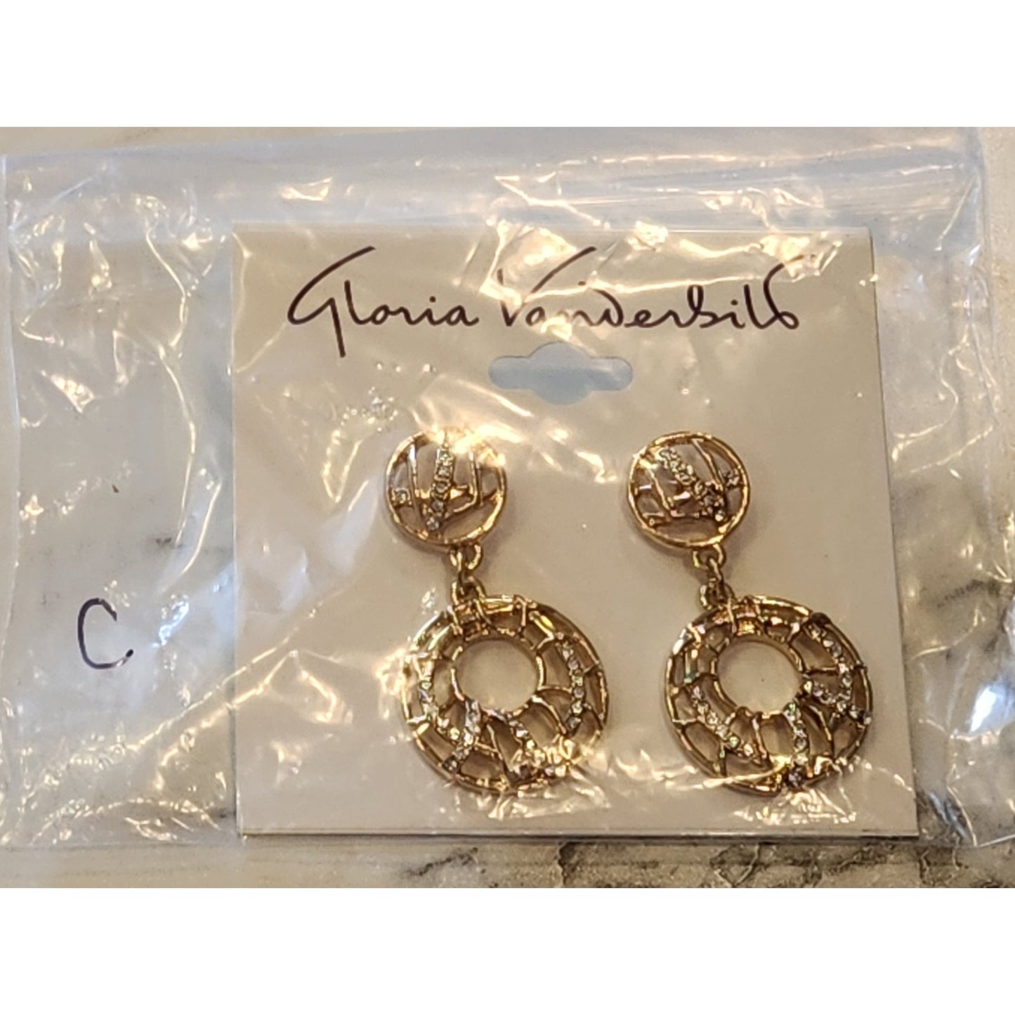 Goldtone Gloria Vanderbilt Round Drop Earrings With Rhinestone Accents
