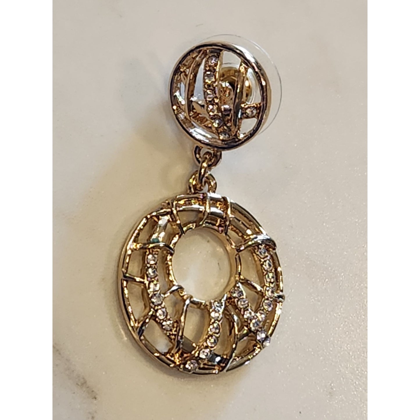 Goldtone Gloria Vanderbilt Round Drop Earrings With Rhinestone Accents