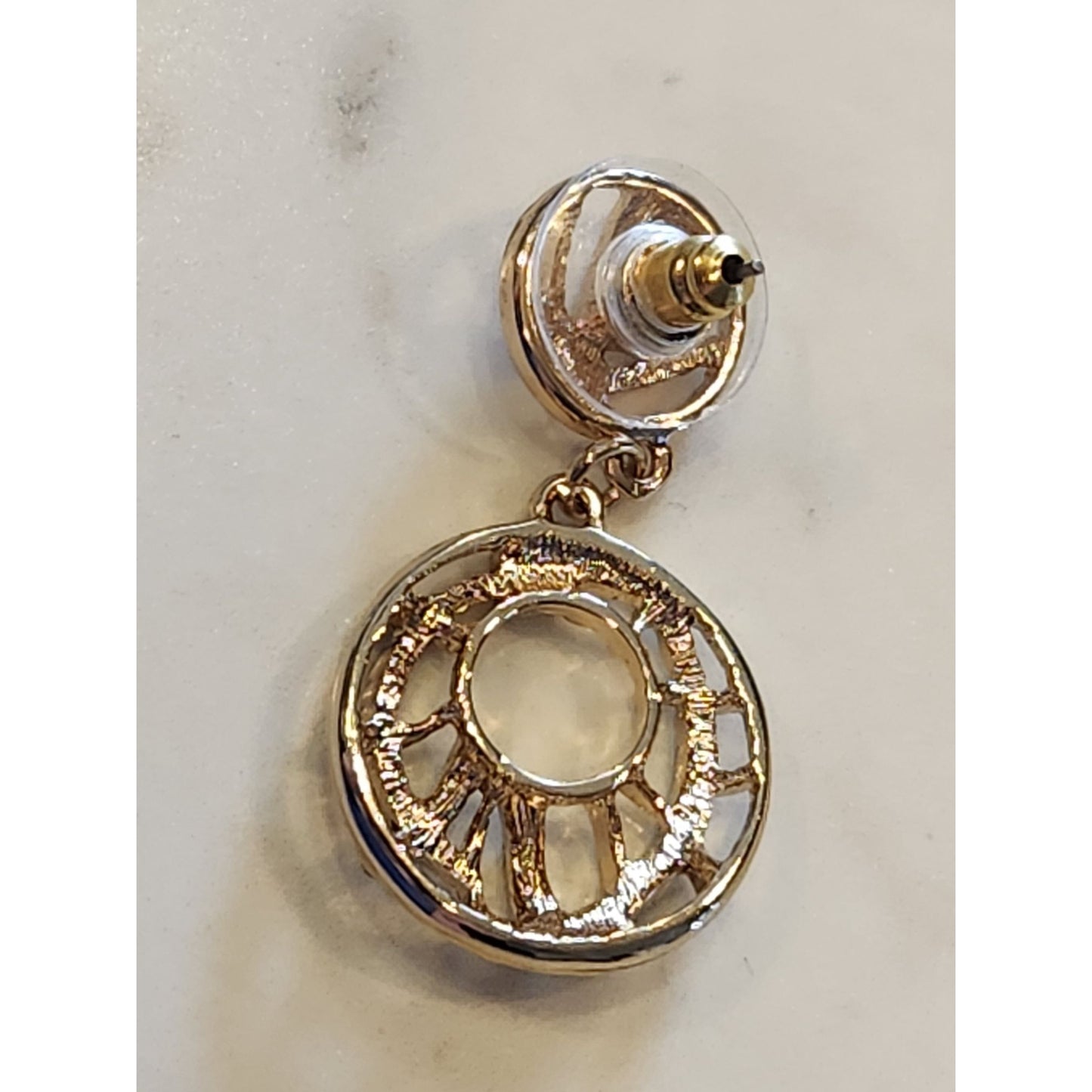 Goldtone Gloria Vanderbilt Round Drop Earrings With Rhinestone Accents