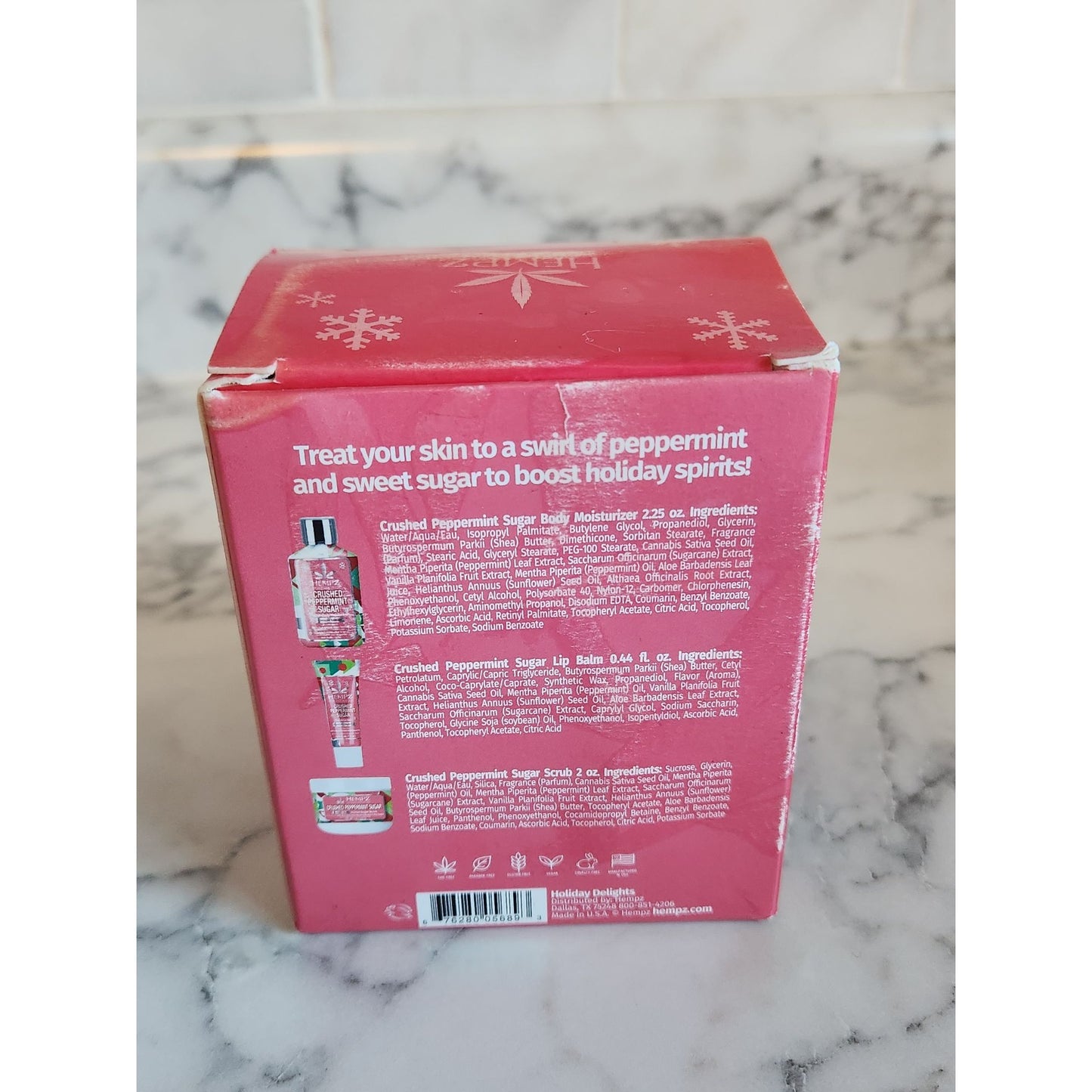 Hempz Holiday Delights Crushed Peppermint Sugar Exfoliate & Moisturize Treat Set