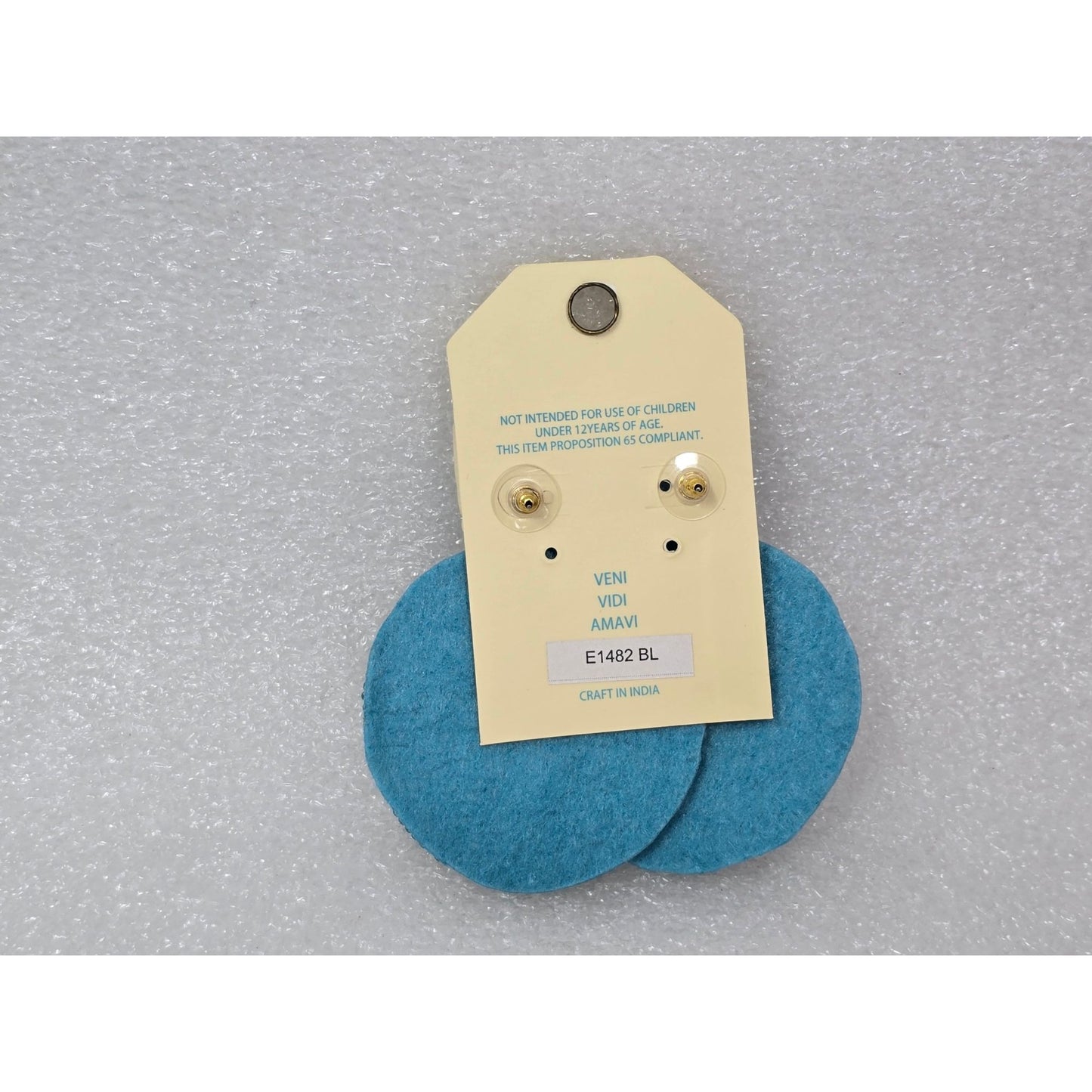 Ciel Handmade Beaded Round Earrings With Floral Design In Blue & Yellow