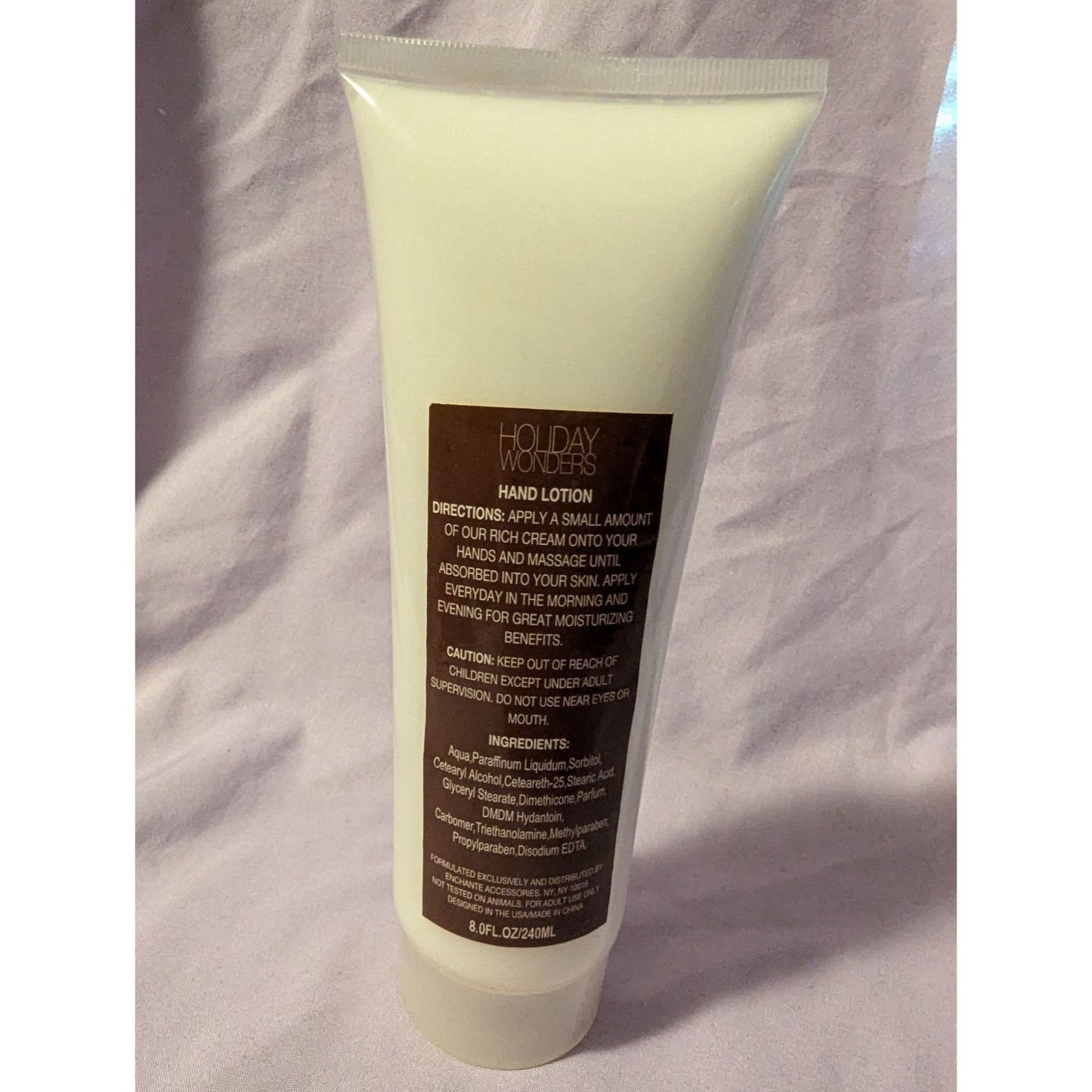 Holiday Wonders Hand Lotion 8 Oz Tube Moisturizing Cream For Dry Skin