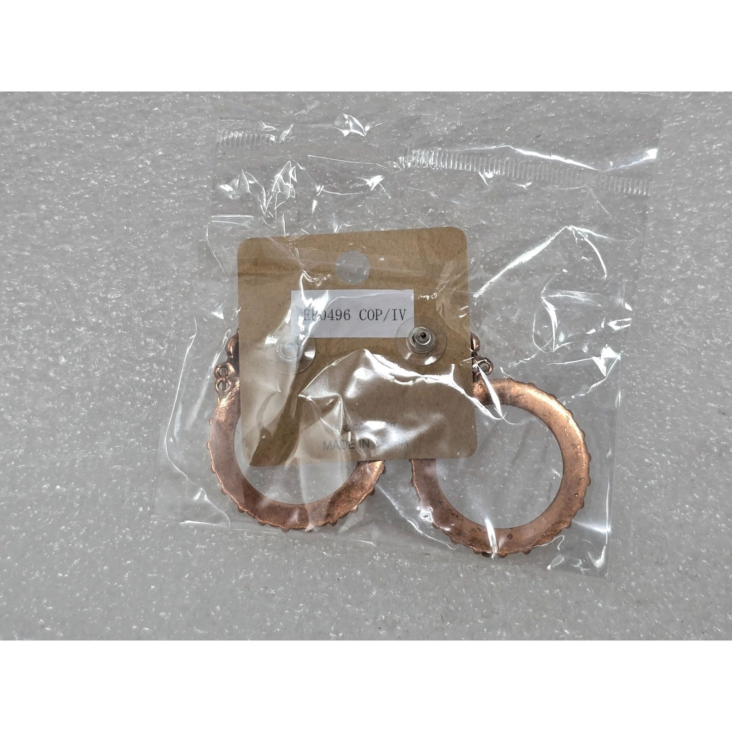 Copper Tone Hoop Earrings With White Beading Accents Round Design For Women
