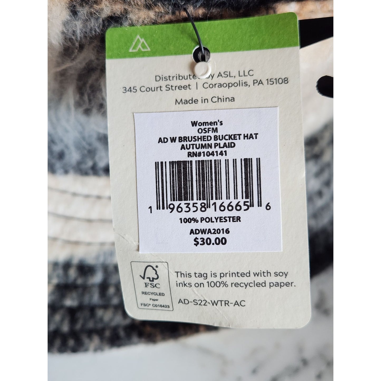 Alpine Design Womens Brushed Bucket Hat Autumn Plaid OSFM 100% Polyester
