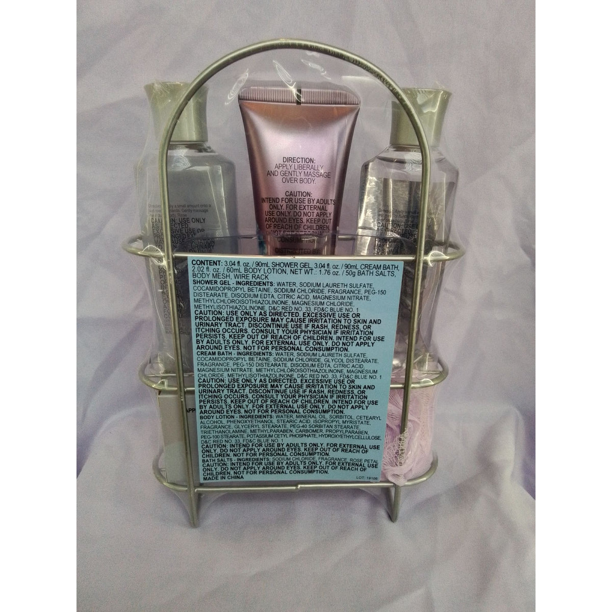 Secret Garden Floral Breeze 6pc Bath Set With Shower Gel Body Lotion & Bath Pouf