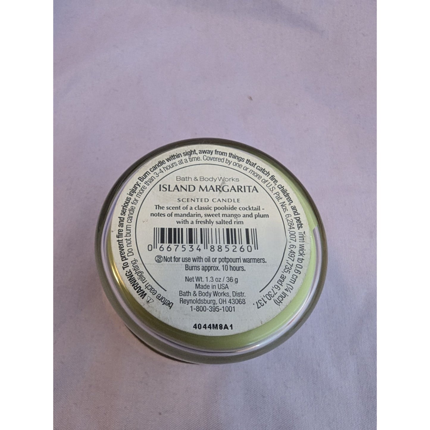 Bath & Body Works Island Margarita Scented Candle 1.3 Oz Fresh Citrus & Salted Lime Aroma