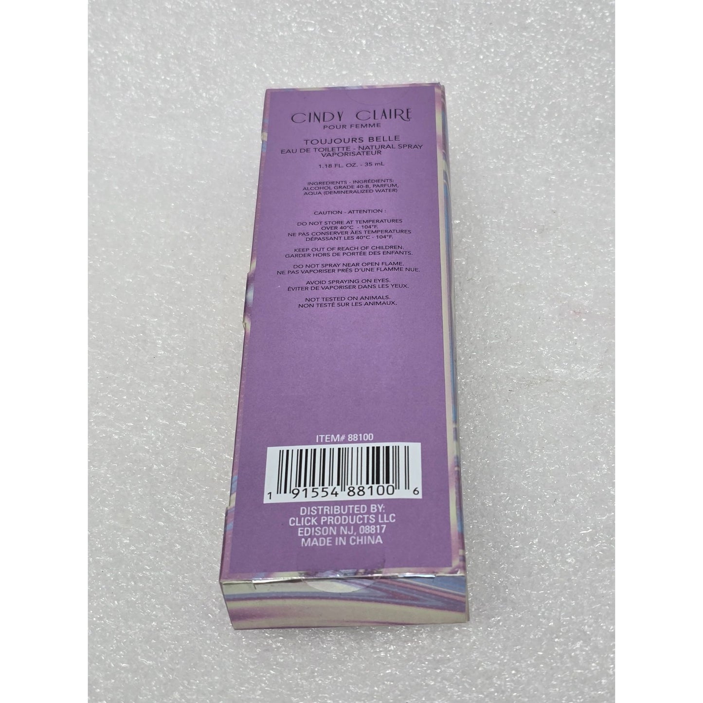 Cindy Claire Toujours Belle Eau De Toilette Perfume Natural Spray 1.18 Fl Oz