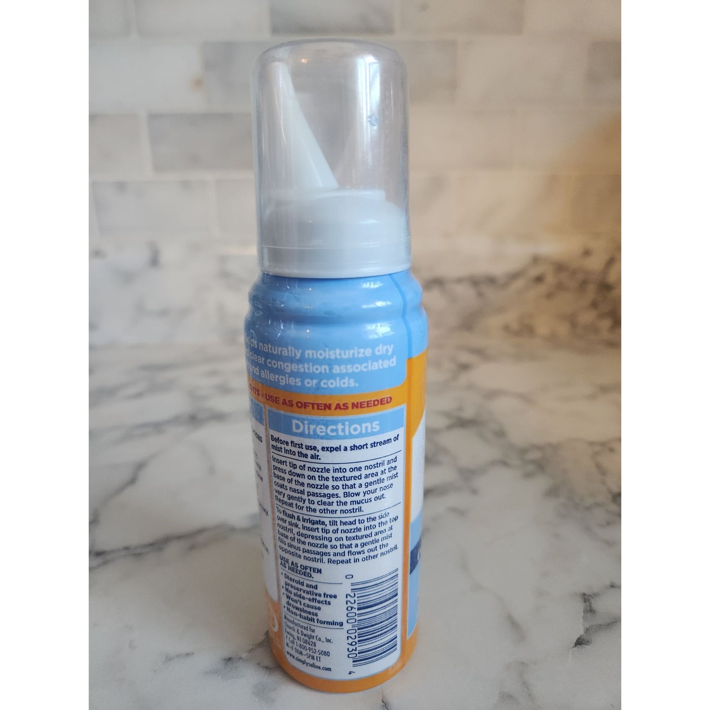 Arm & Hammer Simply Saline Nasal Mist Moisturizing Spray For Congestion Relief