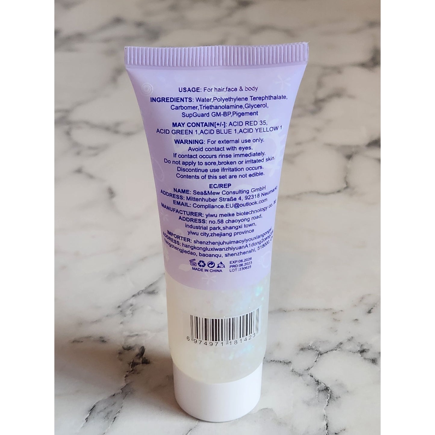 Dágeda Face & Body Party Glitter 1.7oz Tube Shimmery Gel For Hair & Skin