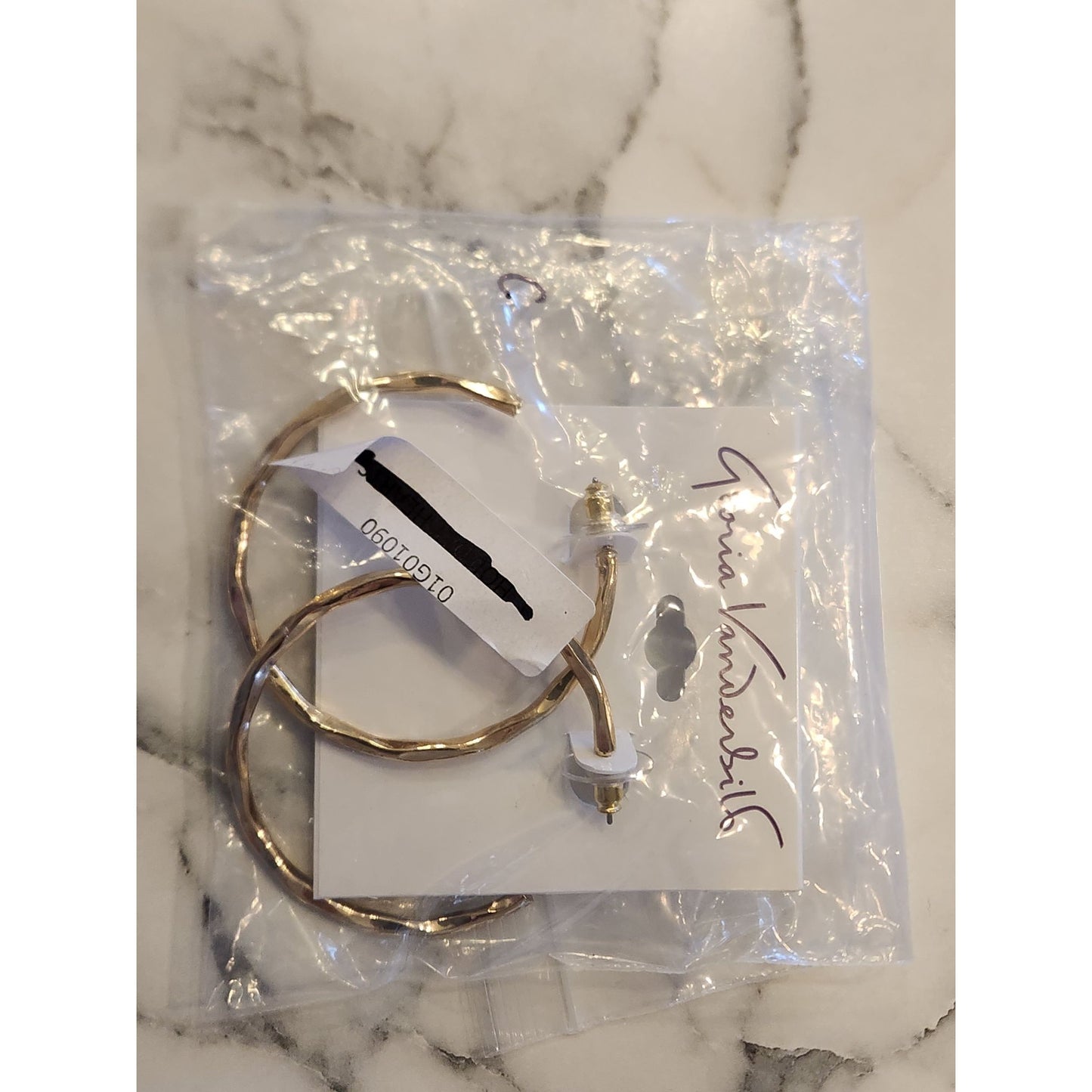 Gold-Tone Gloria Vanderbilt Twisted Hoop Earrings With Secure Backings