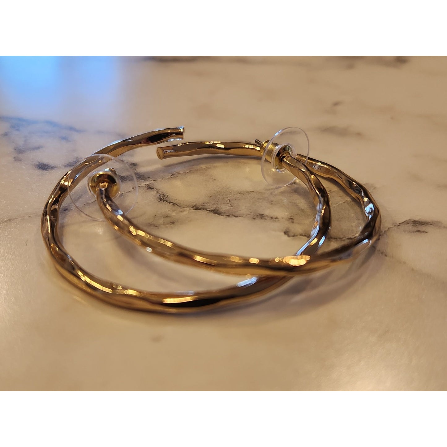 Gold-Tone Gloria Vanderbilt Twisted Hoop Earrings With Secure Backings