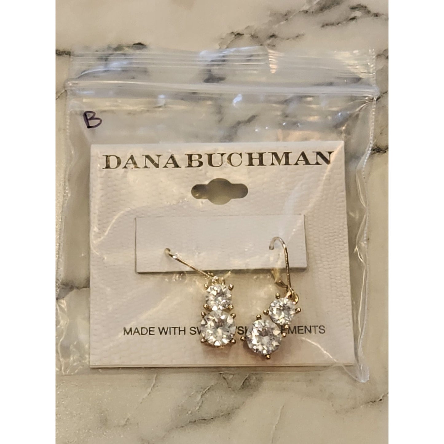 Dana Buchman Gold Tone Drop Earrings With Swarovski Elements