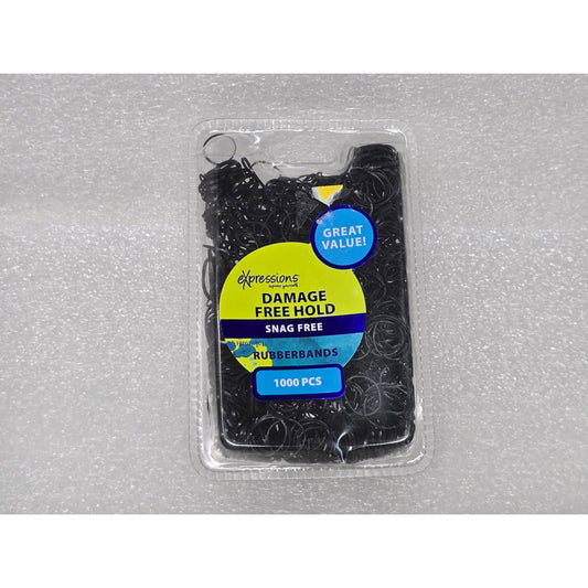Expressions Damage Free Hold Black Rubber Bands Snag Free 1000 Piece Pack