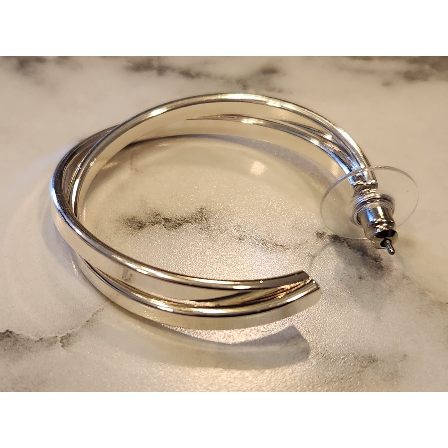 Gloria Vanderbilt Silver-Tone Hoop Earrings With Clear Backings