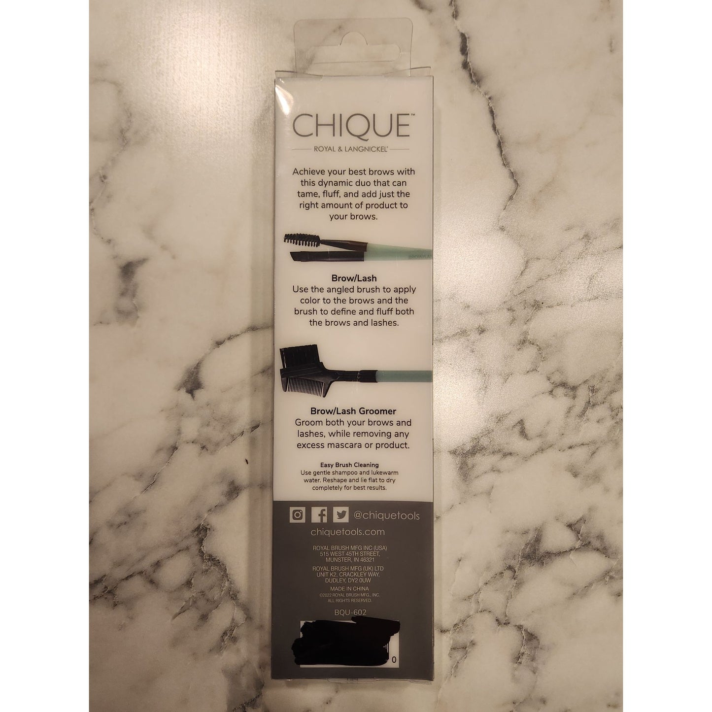 Chique 2-Piece Brow Duo Kit With Brow/Lash Brush & Groomer