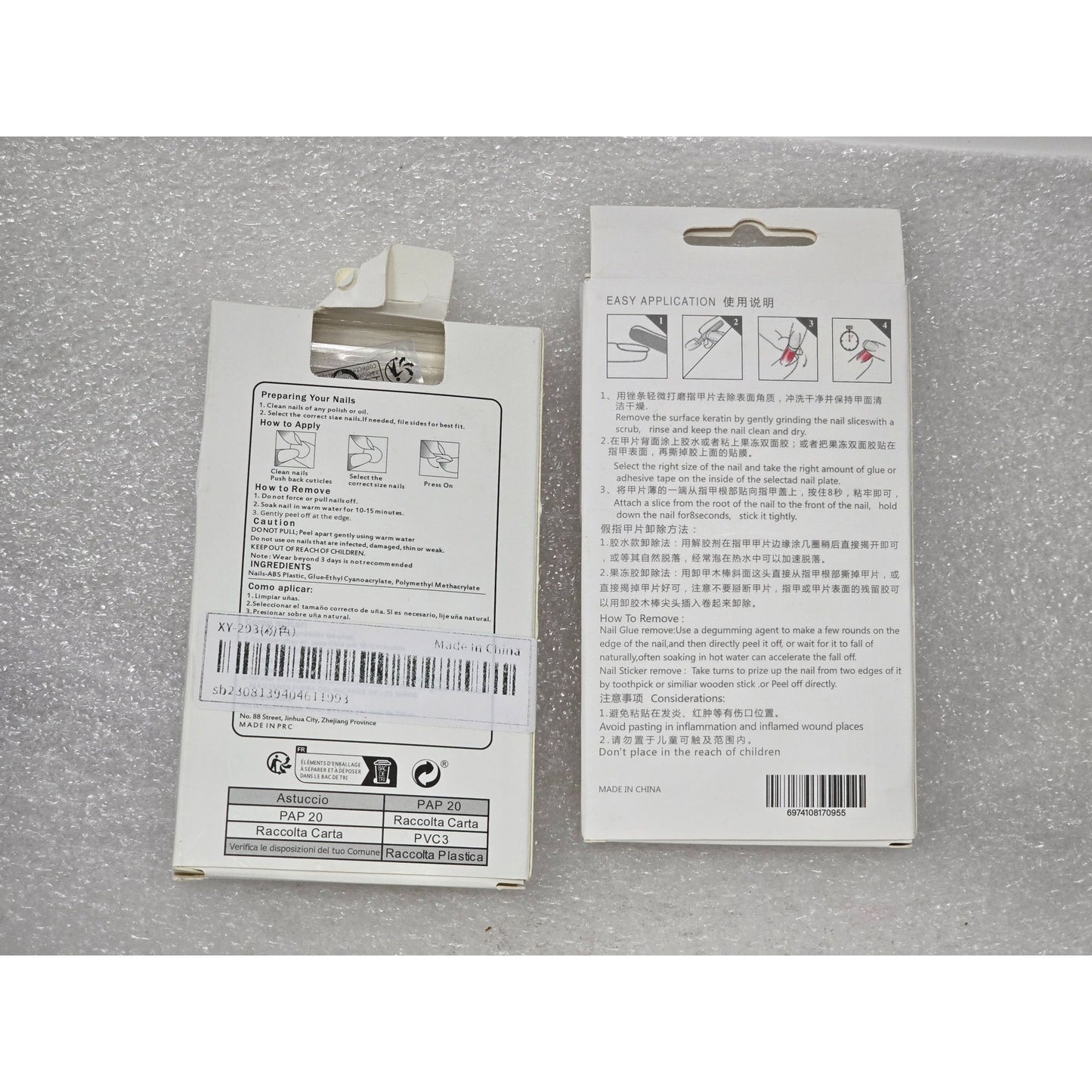 Press On Nails Bundle Nude Pink Gradient Rhinestone Accent Natural False Set