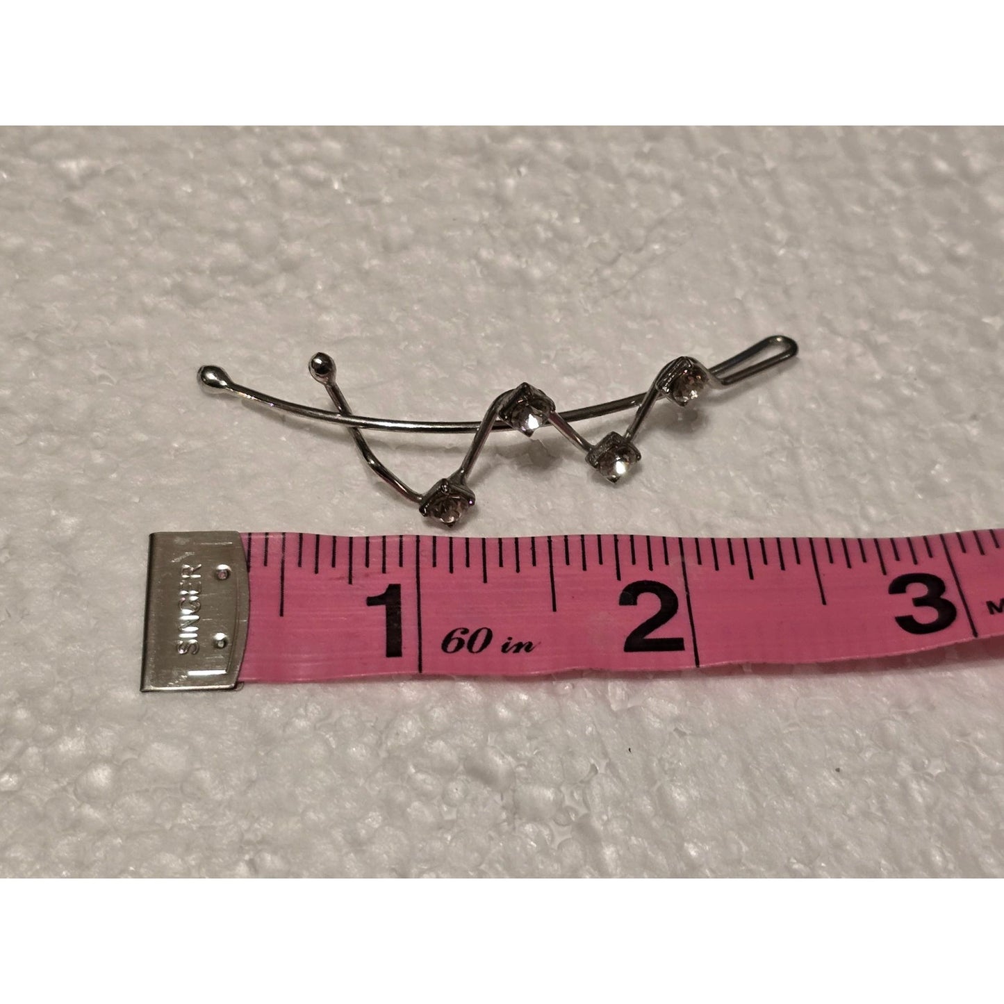 Minimalist Silver-Tone Hair Clip With Rhinestone Accents
