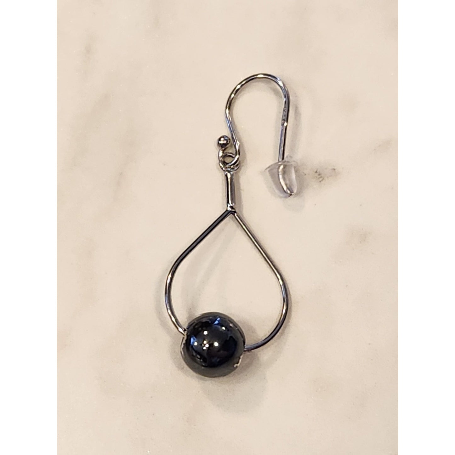 Sterling Silver Drop Earrings With Hematite Beads