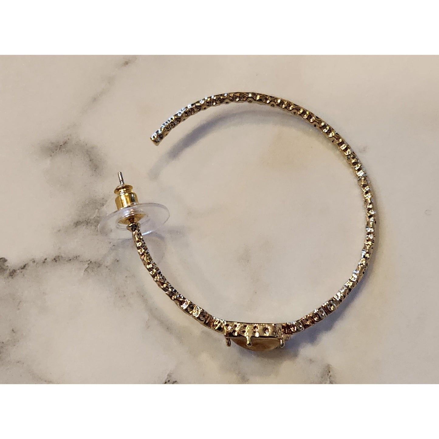 Jonna & Lilly Gold-Tone Rhinestone Hoop Earrings With Decorative Stone Accents