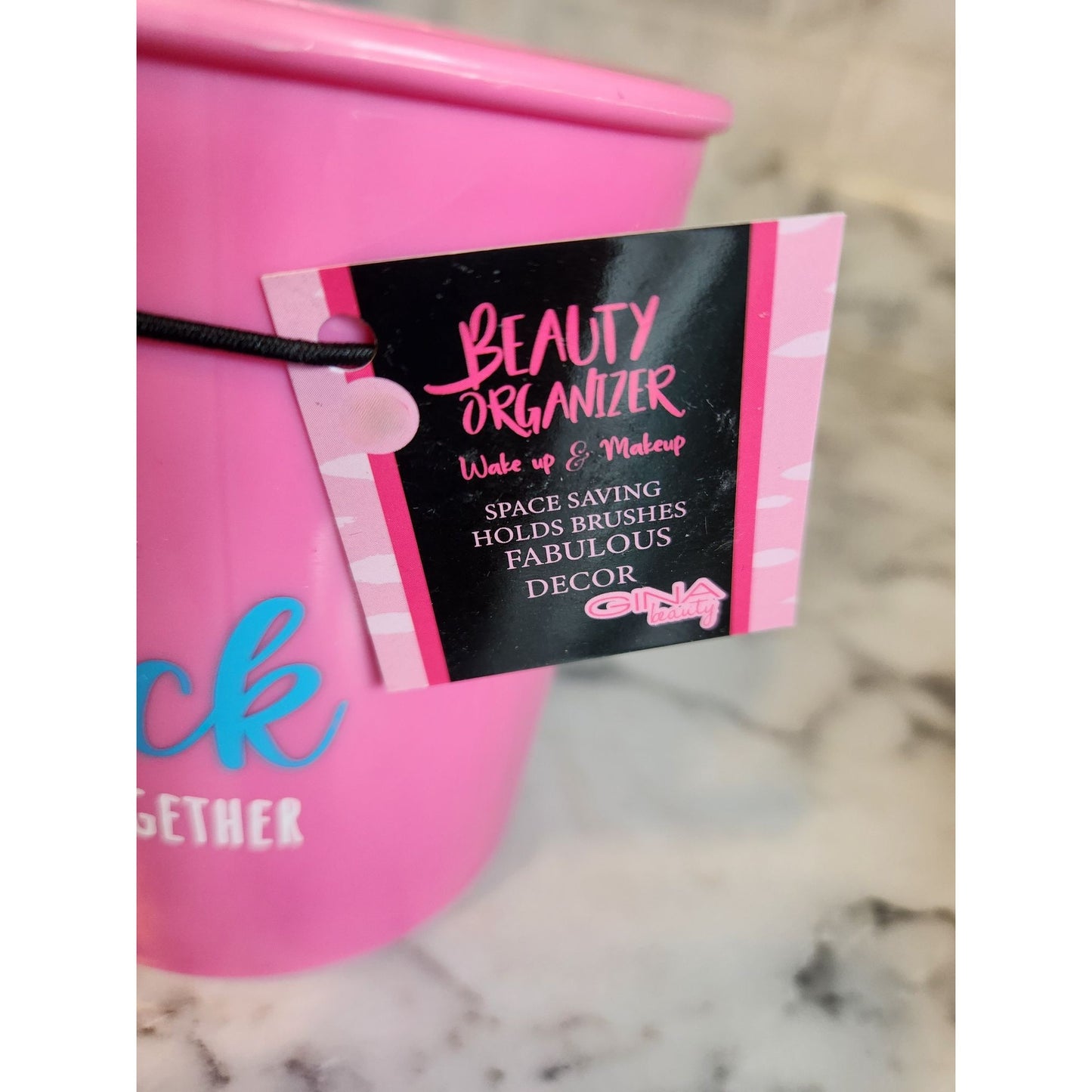 Pink Beauty Organizer With "Put On Some Lipstick & Pull Yourself Together" Quote
