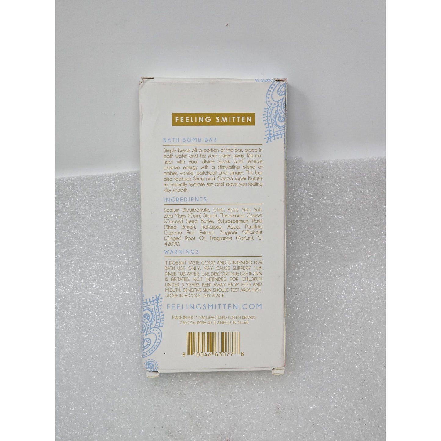 Feeling Smitten Namaste Bath Bomb Bar Amber Vanilla Relaxation Aromatherapy Gift