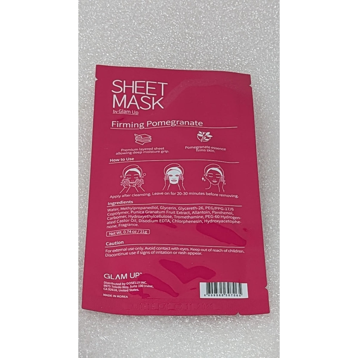 Glam Up Firming Pomegranate Sheet Mask 0.74 Oz By Glam Up