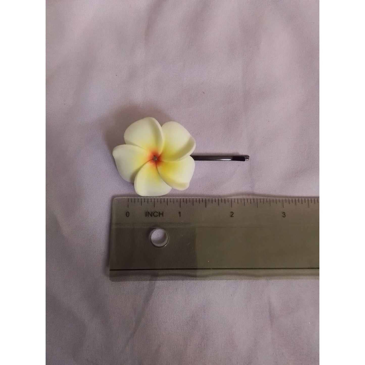 Yellow Plumeria Flower Hair Clip Bobby Pin Hawaiian Style Faux Flower