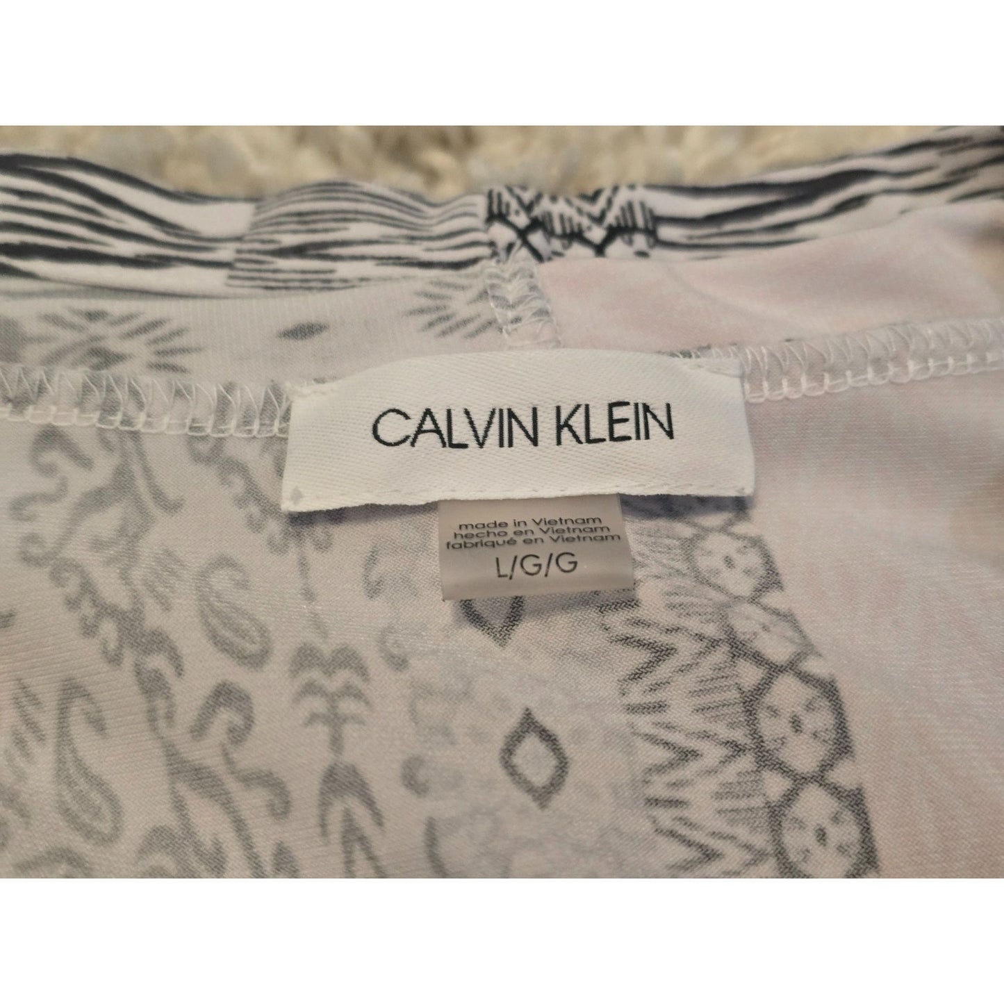 Calvin Klein Women's Large Pink Black Patchwork Print Sleeveless Blouse