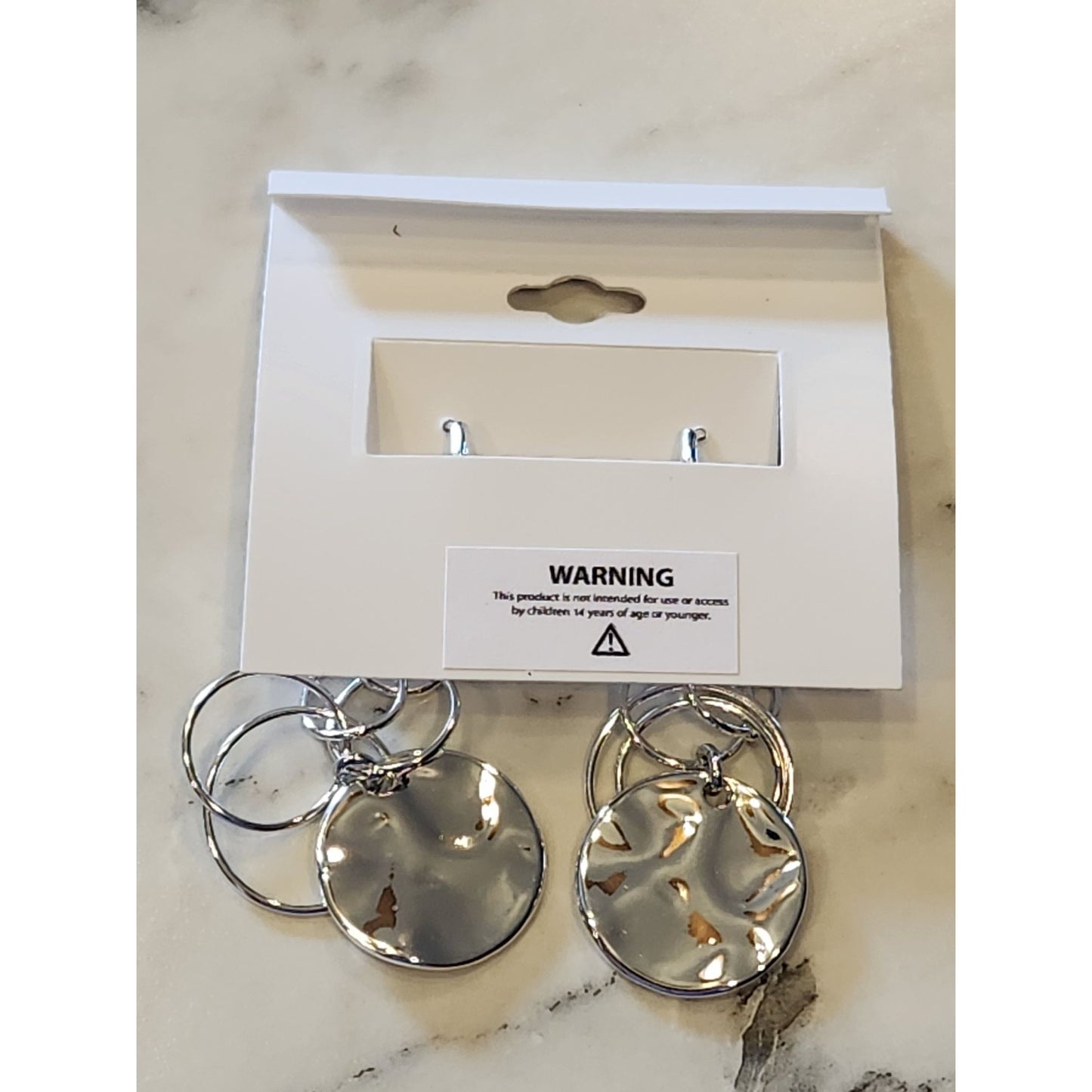Dana Buchman Silver-Tone Textured Drop Earrings With Circular Accents