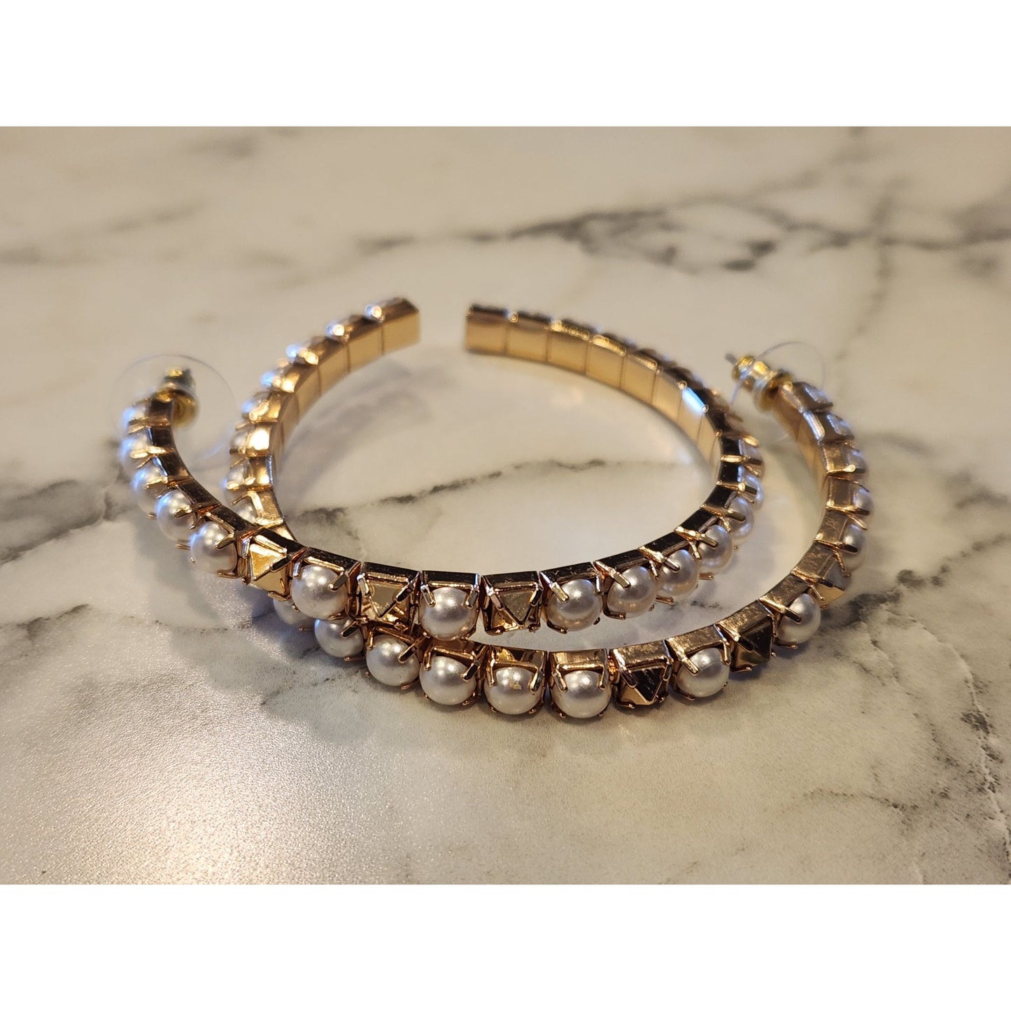 Simply Vera Vera Wang Gold-Tone & Faux Pearl Embellished Hoop Earrings