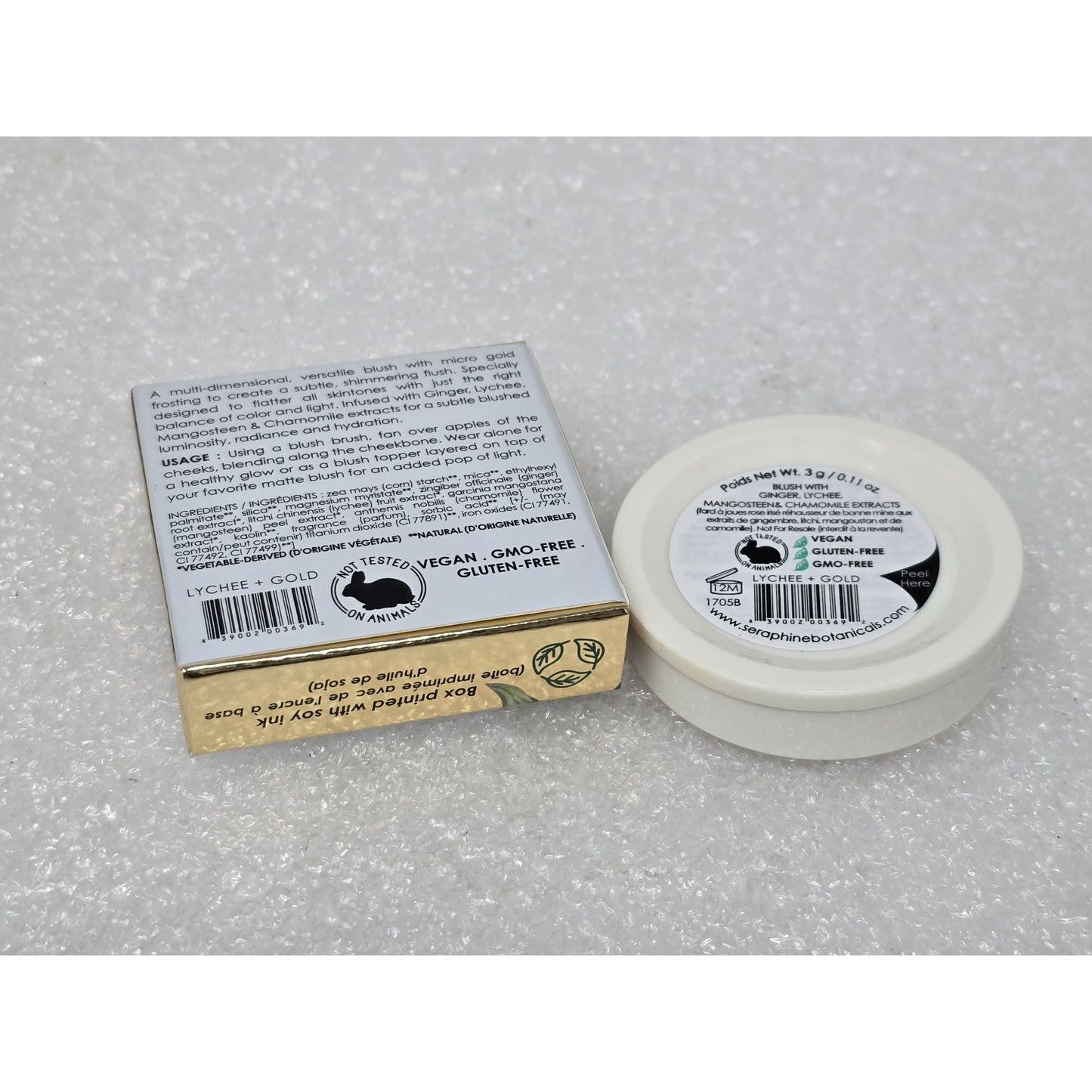 Seraphine Botanicals Lychee + Gold Healthy Glow Rose-Gold Blush 3g Gluten-Free