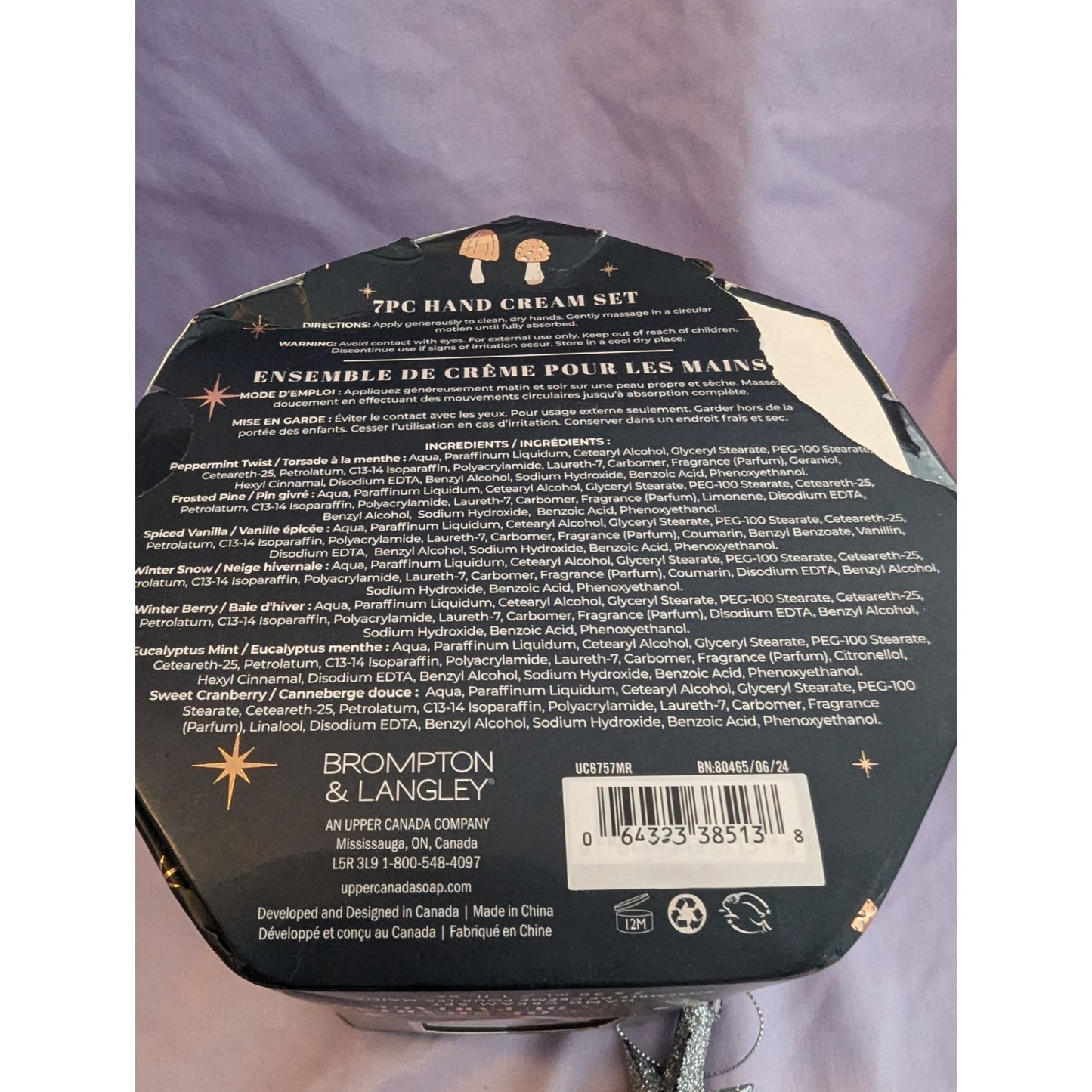 Brompton & Langley Hand Cream Set Winter Snow Cranberry Peppermint Pine Vanilla