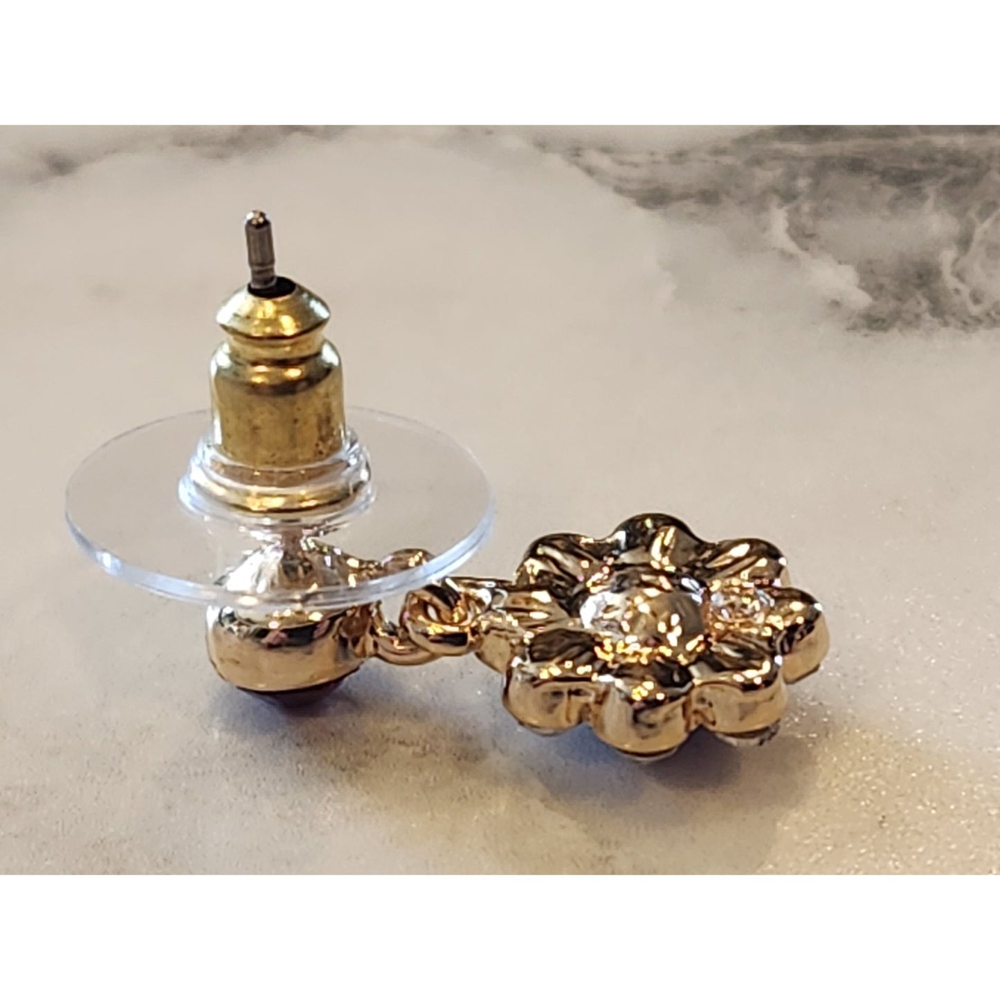 Gloria Vanderbilt Gold-Tone Red & Clear Crystal Flower Stud Earrings