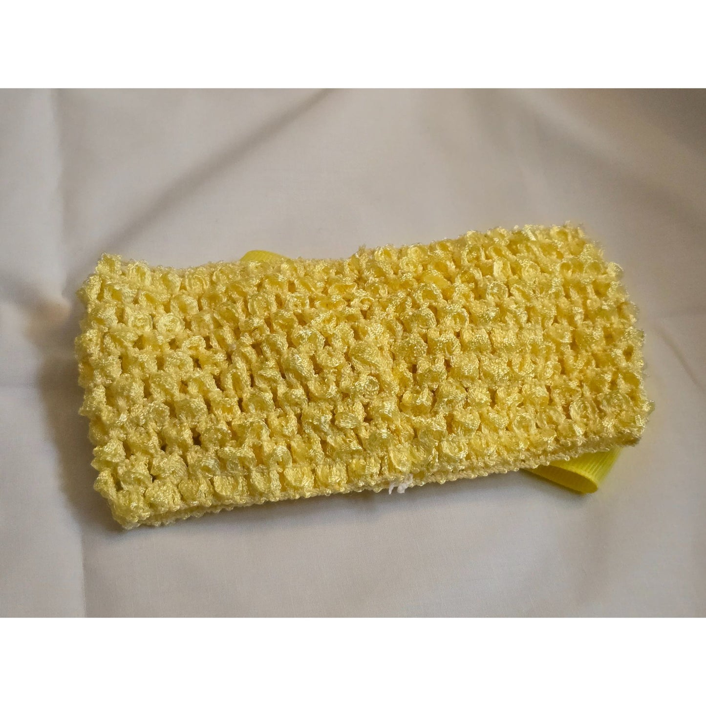 Yellow Crochet Baby Headband With Large Bow Soft & Stretchy