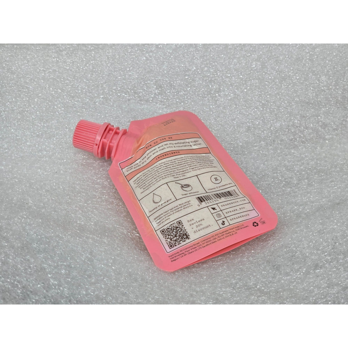 Frank Body Rosehip Body Scrub & Cleanser 30g With Exfoliating Sugar & Rosehip Oil 2-In-1 Melting Formula For Smooth Skin